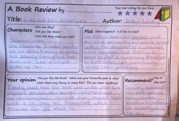 Well done for this brilliant book review of 'Lies We Tell Ourselves' by @robin_talley 

This book review was sent to us by a Year 9 student who has read an impressive 30 books (and counting) during lock down!
📚📖👍👏 #bookreview #reading #abookaweekchallenge