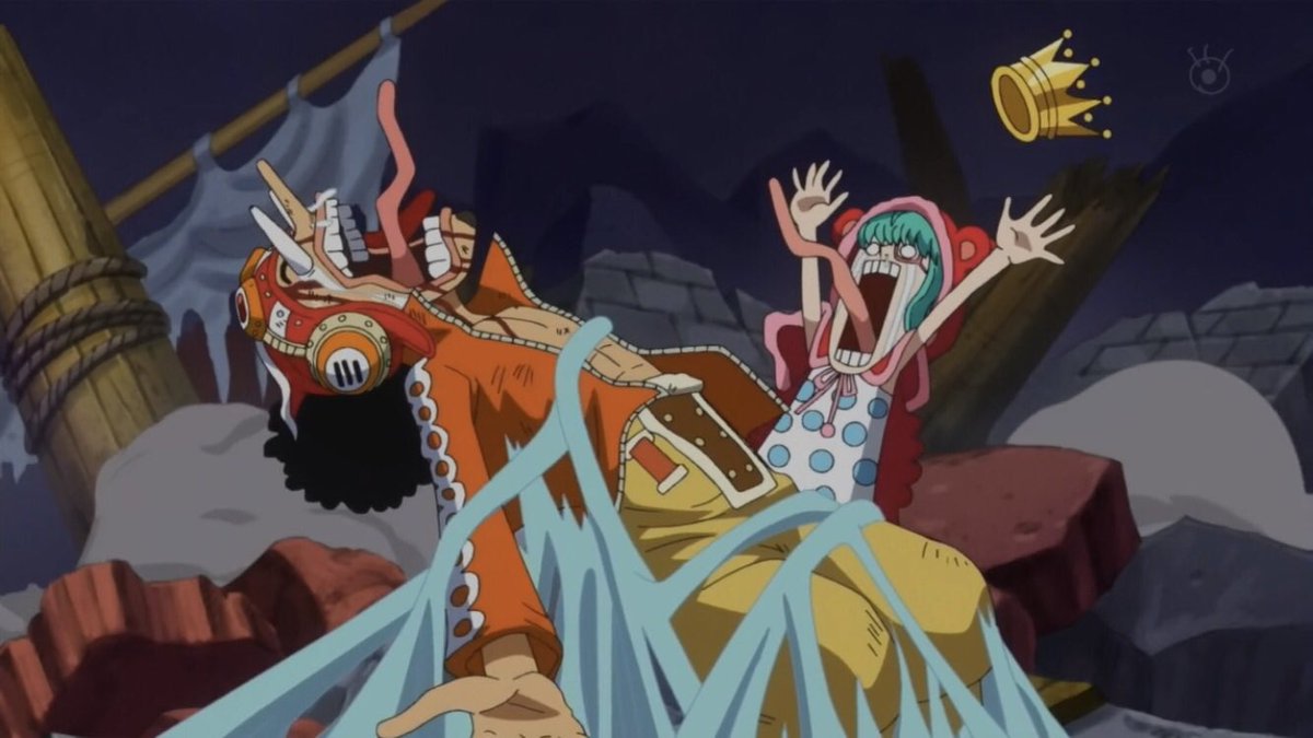 - Arc Dressrosa - 22/46Usopp fait peur a Sugar qui s’évanouit, tout le monde redevient humain et se rappelle de ce qui c’est vraiment passer.Le peuple est furieux contre Doflamingo surtout Kyros qui lui saute dessus a la seconde même :