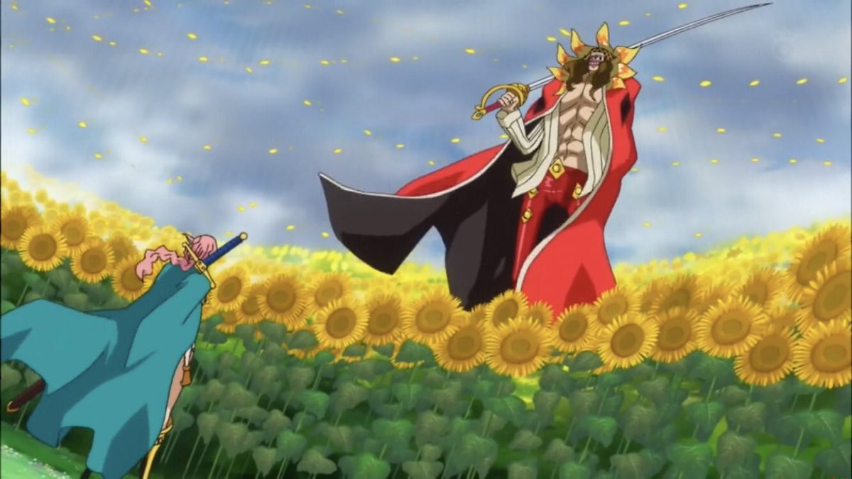  - Arc Dressrosa - 28/46Tandis que Rebecca se fait attaquer par Diamante, Kyros son père la sauve de l'assassin de sa femme.Luffy et Law sont arrivés devant Joker. Law va raconter son passé mais avant il dévoile que son pouvoir peut donner la vie éternelle :