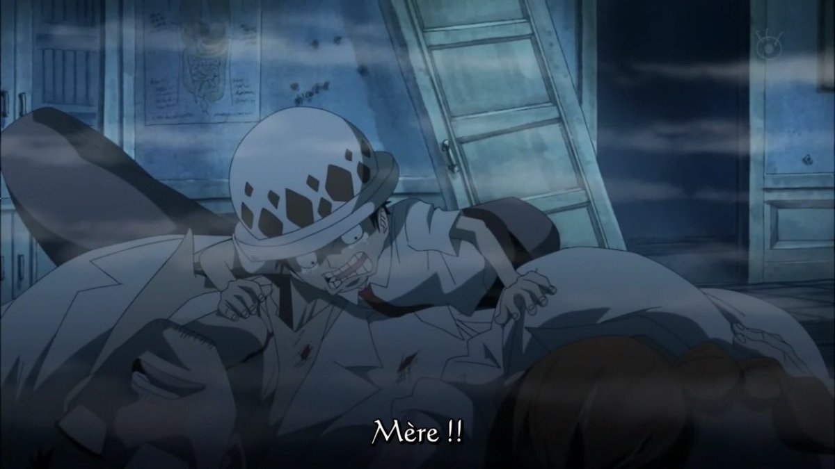  - Arc Dressrosa - 29/46Doflamingo issue d’une fammille de Dragon Céleste a tuer son père car il a décidé de vivre comme des humains ordinaires ce qui provoque la mort de sa mère.Plus tard il accepte Law dans son équipage qui est mourrant a cause d’une maladie :