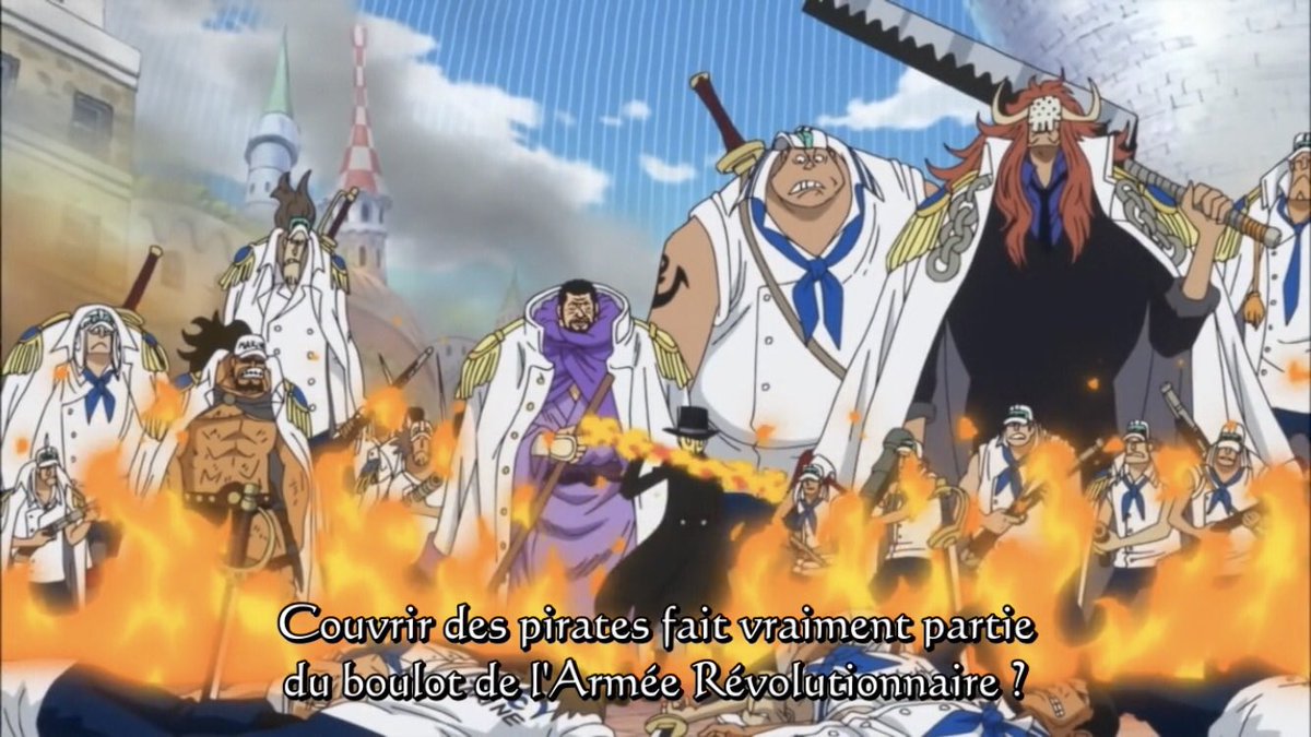  - Arc Dressrosa - 25/46Pica fait alors surface avec son fruit de la Terre pour tuer tout le monde.Tandis que Luffy et les anciens gladiateurs s’allient pour battre Doflamingo.Sabo retient la Marine :