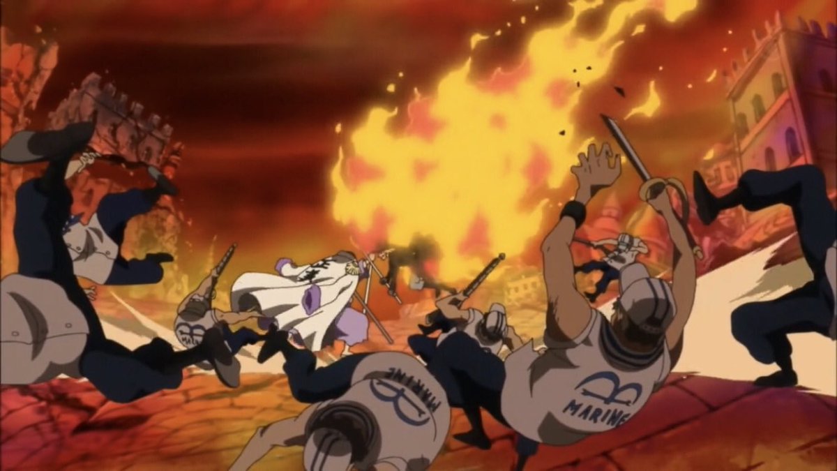  - Arc Dressrosa - 25/46Pica fait alors surface avec son fruit de la Terre pour tuer tout le monde.Tandis que Luffy et les anciens gladiateurs s’allient pour battre Doflamingo.Sabo retient la Marine :