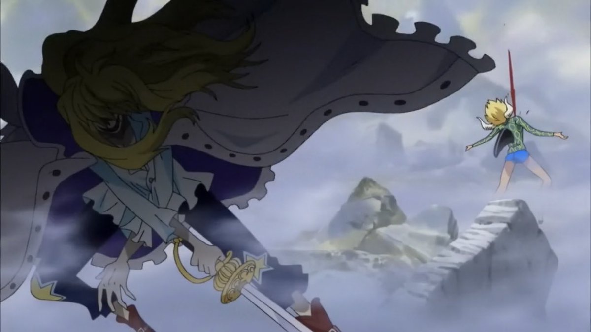  - Arc Dressrosa - 35/46Law perd un bras pendant que Luffy affronte Bellamy qui comprend que son vraie modèle n’est pas Joker mais bien Luffy.Pendant ce temps Kyros bat Diamante et les duels continuent avec les officiers :