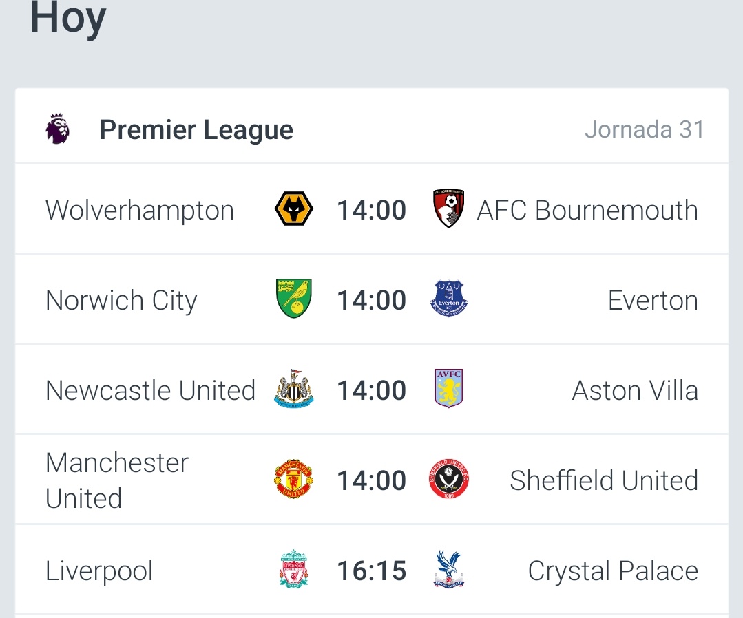 R_Premierleague's tweet photo. Hoy hay 5 encuentros de Premier League. No te los pierdas! https://t.co/oSgFQQh12L