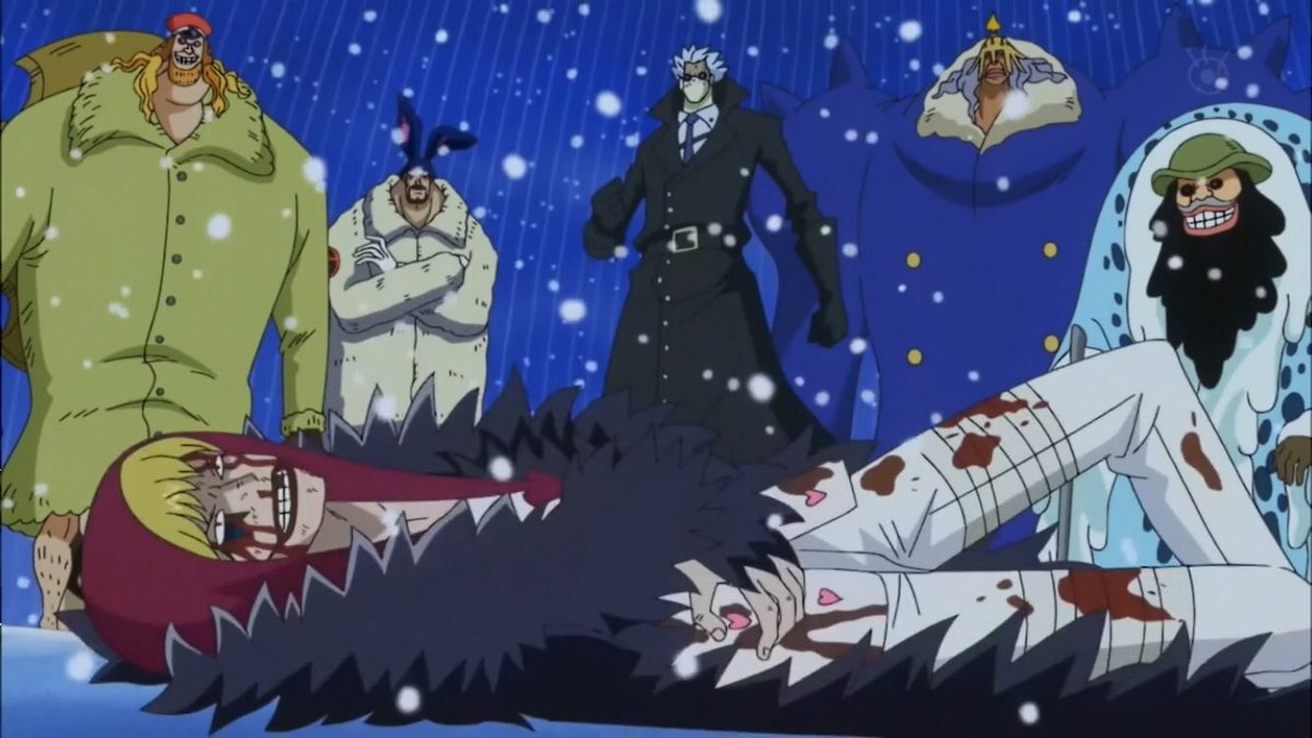 - Arc Dressrosa - 33/46Corazon fait manger le fruit de l’Ope Ope No Mi a Law qui lui permet de guérir sachant que Doflamingo le voulait. Joker decouvre la vérité sur son frère et lui tire dessus :