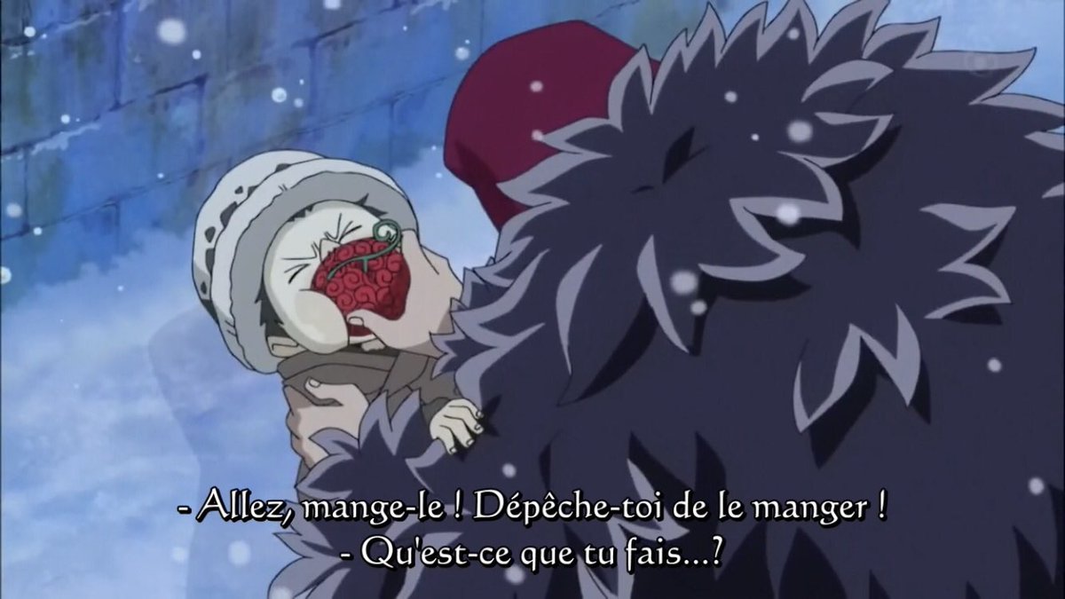  - Arc Dressrosa - 33/46Corazon fait manger le fruit de l’Ope Ope No Mi a Law qui lui permet de guérir sachant que Doflamingo le voulait. Joker decouvre la vérité sur son frère et lui tire dessus :
