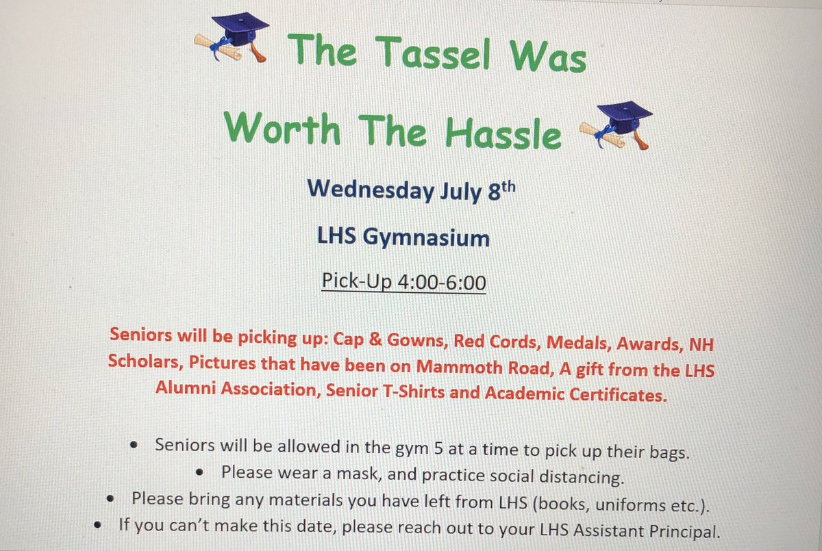 ksullivanH4's tweet photo. Class of 2020 @2020_lhs please save the date:  Cap and Gown pick up night is July 8th, at the LHS Gym @Londonderry_lhs   from 4-6. See you then....The Road To 2020 Graduation 🎉. https://t.co/KMaw9frGWI
