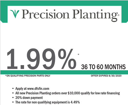 DivFinancial's tweet photo. Interested in Precision Planting? Talk to your Precision Dealer about how to qualify our exclusive 1.99% Finance Program for up to 60 months. https://t.co/IzjNVqe1A6