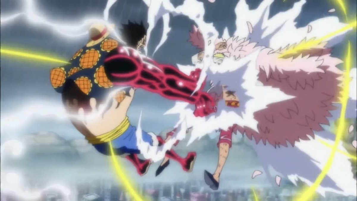  - Arc Dressrosa - 41/46Pendant que l’usine de fruits du démon artificiel est détruite ; Luffy affronte Doflamingo qui est un adversaire redoutable :
