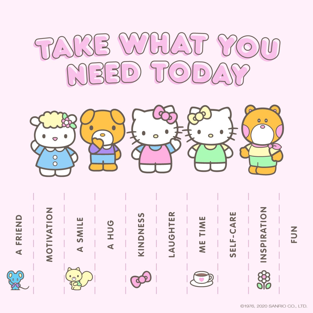 hellokitty's tweet photo. #WellnessWednesday: Take what you need today 💖 https://t.co/3xgOFbH7tJ