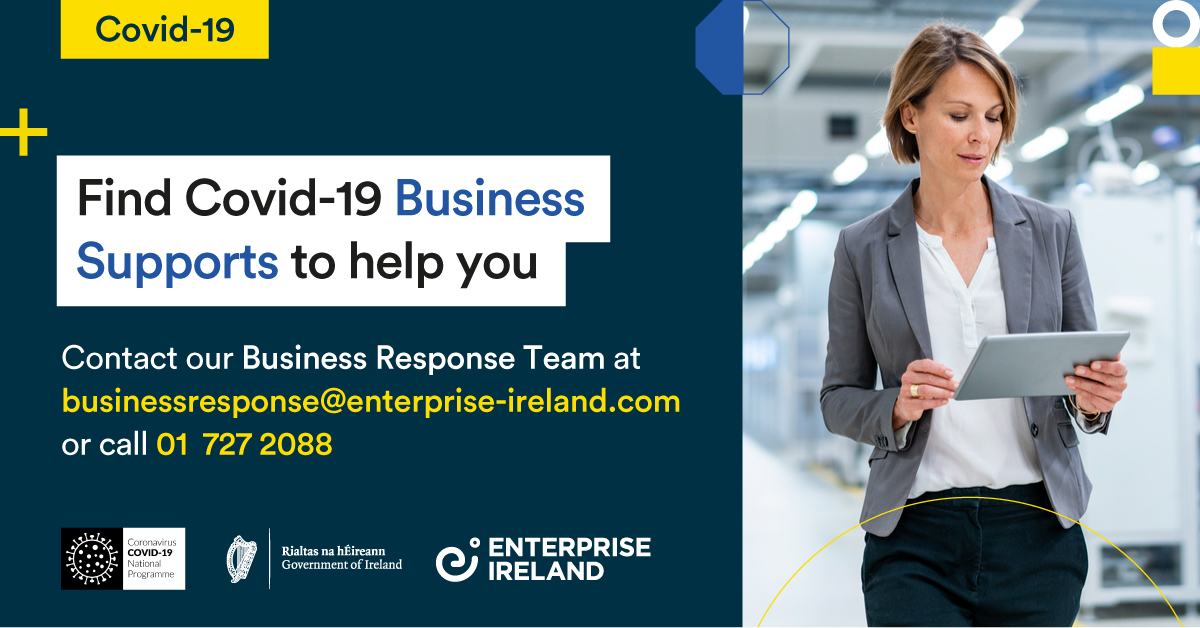 Entirl's tweet photo. Talk to Enterprise Ireland's Covid-19 Business Response Team about the funding supports available. Call our Business Support Hub on 01 7272 088 or visit https://t.co/lAWNa1KMWq https://t.co/7kICUWj5T7