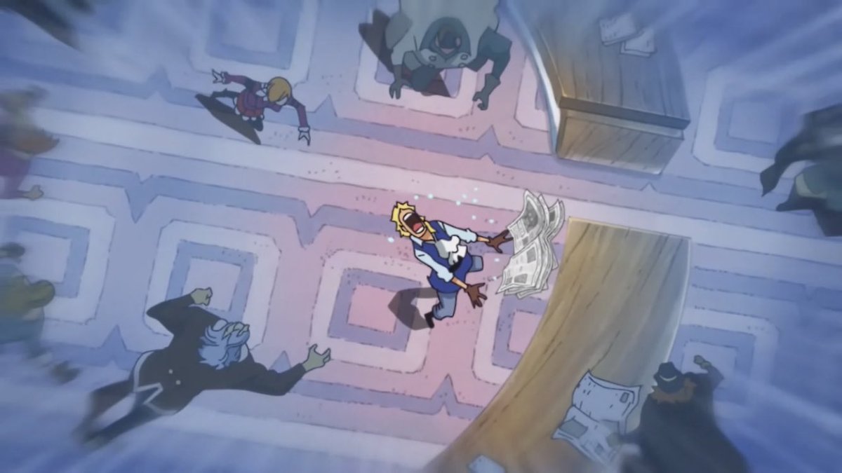  - Arc Dressrosa - 43/46Sabo bat Burgess qui voulait tuer Luffy.Fujitora demande pardon à l’ancien roi Riku car ils n’ont pas vu ce que faisait Joker.Sabo rend visite aux Mugiwaras et explique qu’il a retrouvé la mémoire en lisant le journal de la mort de Ace :