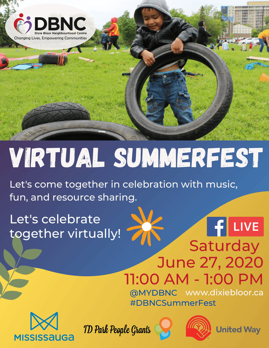 MyDBNC's tweet photo. We are back with our annual SummerFest but this year, we are going VIRTUAL! Don't forget to join us on our social media platforms on Saturday, June 27th from 11am to 1pm as we go LIVE. #DBNCSummerFest #DixieBloorCentre #MyDBNC #OnlineEvent #Summer2020 https://t.co/3jOUuQKuq4