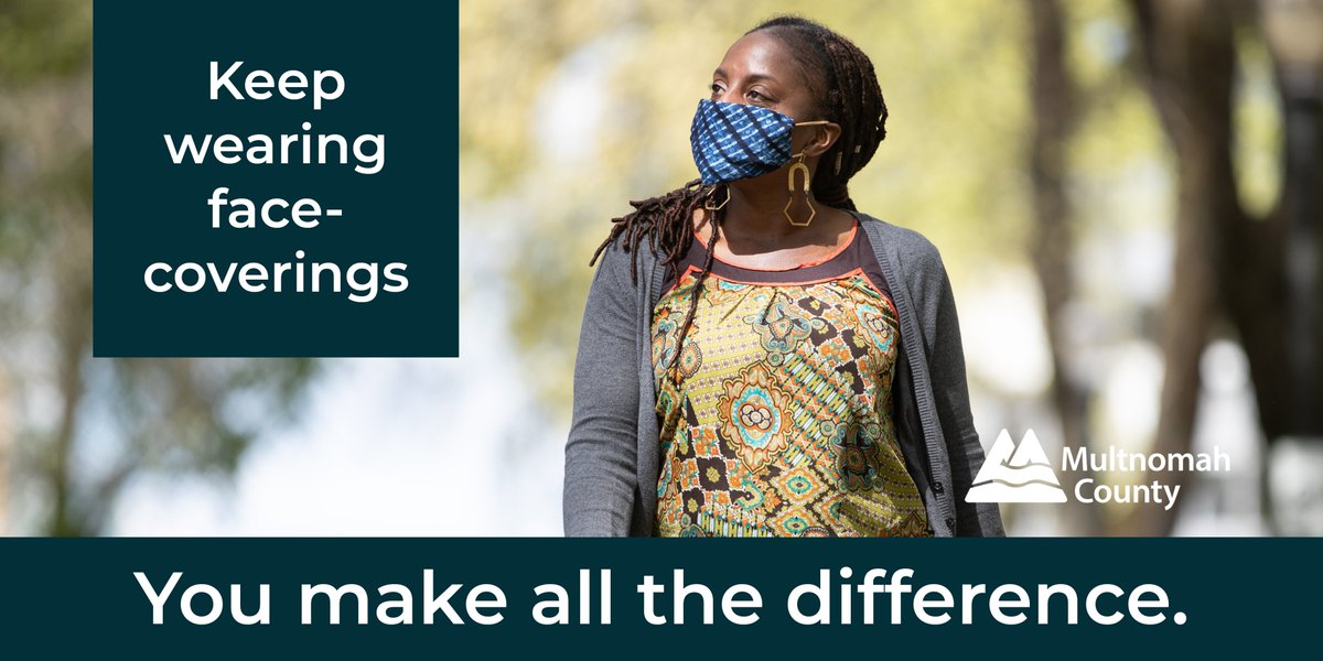 multco's tweet photo. ICYMI: Starting June 24 (today!) @OregonGovBrown says face coverings must be worn in indoor public spaces in Multnomah, Washington, Clackamas, Hood River, Marion, Polk &amp; Lincoln counties. Consider wearing one whenever *and* wherever you’re around people outside your household. https://t.co/ZI6SZK2xyS