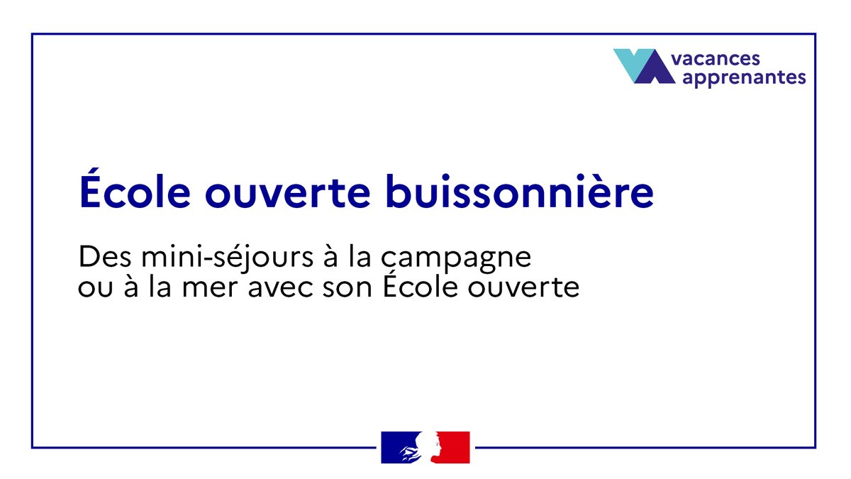 A partir du 6 juillet et du 10 août pr une durée de 15 jours, les élèves du CP au lycée pourront participer aux #VacancesApprenantes afin de leur permettre de vivre un moment de liberté, essentiel pour se ressourcer, se reconnecter, apprendre autrement, découvrir et s’émanciper