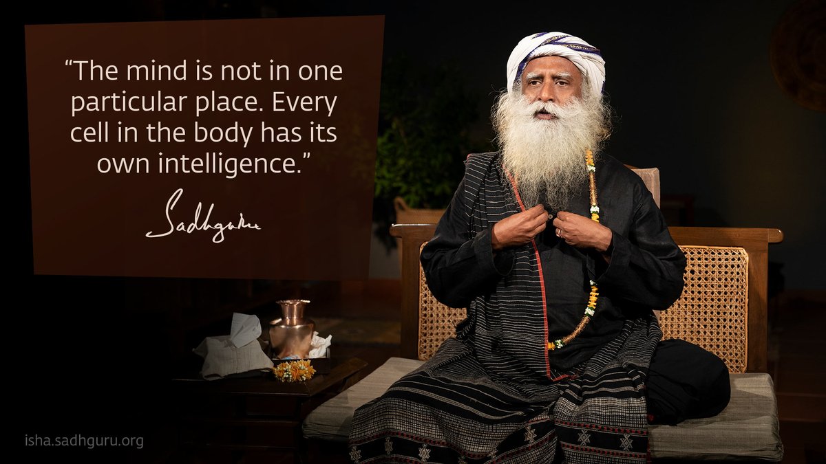 SadhguruJV's tweet photo. The mind is not in one particular place. Every cell in the body has its own intelligence. #SadhguruQuotes https://t.co/grrk0dVUAy