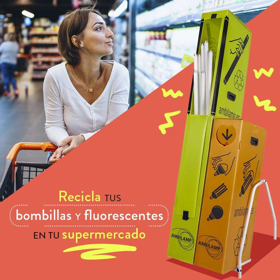 ambilamp's tweet photo. Los #supermercados que venden #bombillas tienen contenedores para #reciclar las que estén fundidas. ¡No olvides llevarla cuando vayas a comprar la nueva! 
Busca el más cercano en ➡️ https://t.co/Qm5afVaU8a https://t.co/IcJfwybmS6