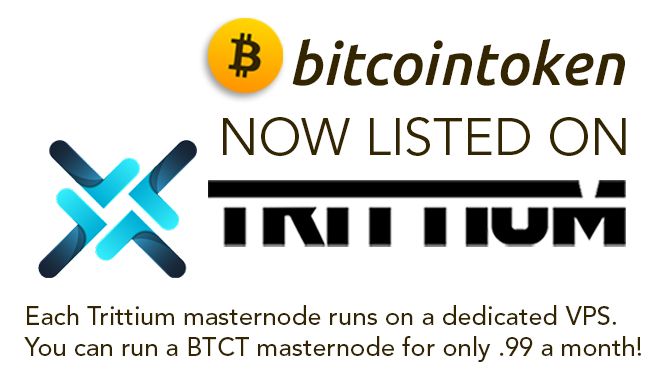 _bitcointoken's tweet image. We are now listed on the Trittium Masternode Hosting platform, a great place to host your $BTCT #Masternode! Visit their site, and grab some BTCT!  😉
node.trittium.cc

#Bitcoin #crypto #cryptocurrency