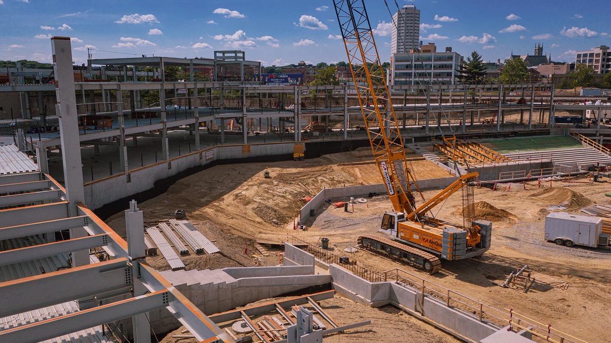 PolarPark's tweet photo. Backfilling the seating bowl and pouring the concrete seating risers this week. 

#pathtopolarpark | 📸: @NE_SkyPix https://t.co/0vP40oxcoq