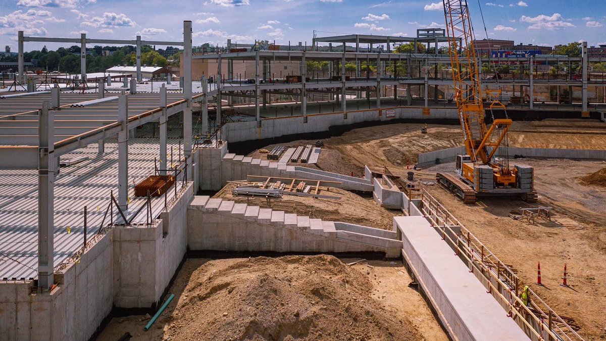 PolarPark's tweet photo. Backfilling the seating bowl and pouring the concrete seating risers this week. 

#pathtopolarpark | 📸: @NE_SkyPix https://t.co/0vP40oxcoq
