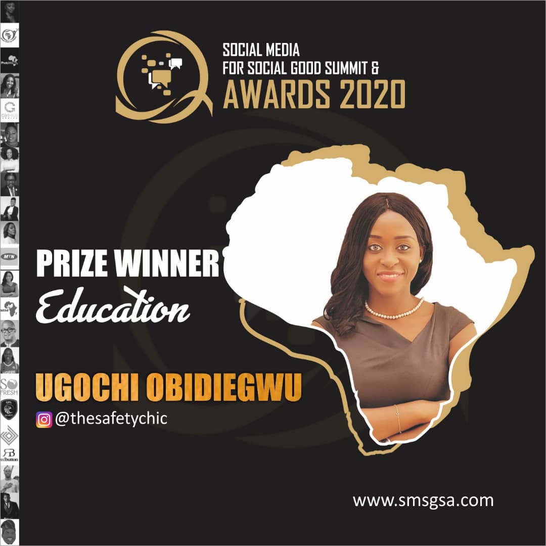 socialgood2020's tweet photo. Cateogory:
Education
1 @TheSafetyChic
2 @edubridge_ng
3 @Areai4Africa
4 @Edvant_Edge

Winner is The Safety Chic!

#smsgsa2020 https://t.co/wn4ezqVmt8