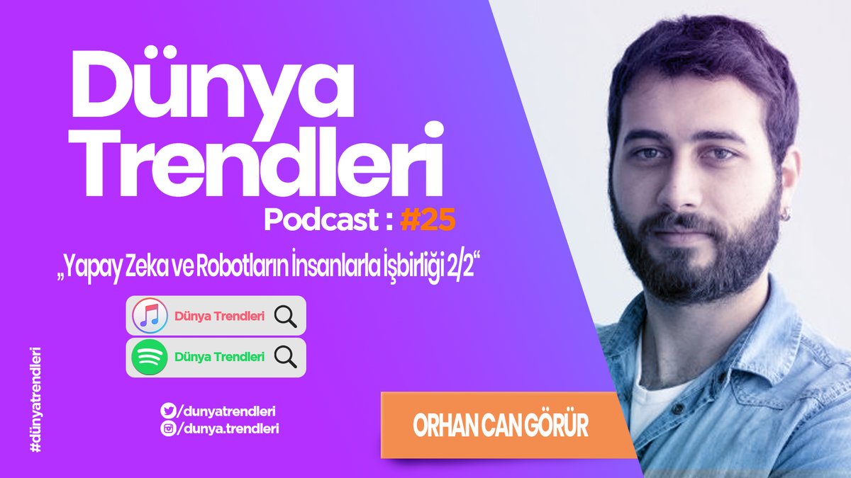 ⚠️Yeni bölüm yayında⚠️

🤖“Yapay Zeka ve Robotların İnsanlarla İşbirliği” konu başlığı altında Berlin Teknik Üniversitesi'nden akademisyen ve eğitmen <a href="/orhancangorur/">Can Görür</a> ile yaptığım sohbetin 2. kısmı yayında. #Robot

🎧Apple; apple.co/37XVUB2
🎧Spotify; spoti.fi/2Z45L4m