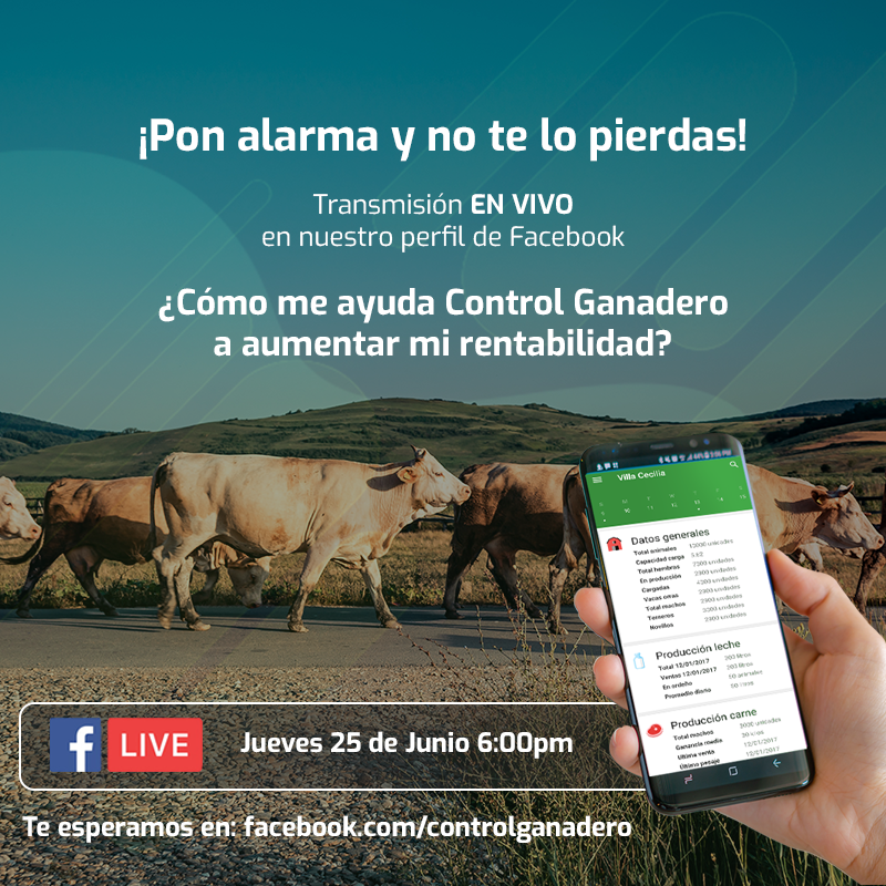 ControlGanadero's tweet photo. ¡No te pierdas el Jueves 24 de Junio 6:00pm nuestra transmisión EN VIVO!

Estaremos explicándote cómo usar Control Ganadero para aumentar la rentabilidad de tu explotación ganadera, en qué me ayuda el app y cómo dar los primeros pasos.

Responderemos todas tus preguntas en vivo. https://t.co/ZODDR8KLrS