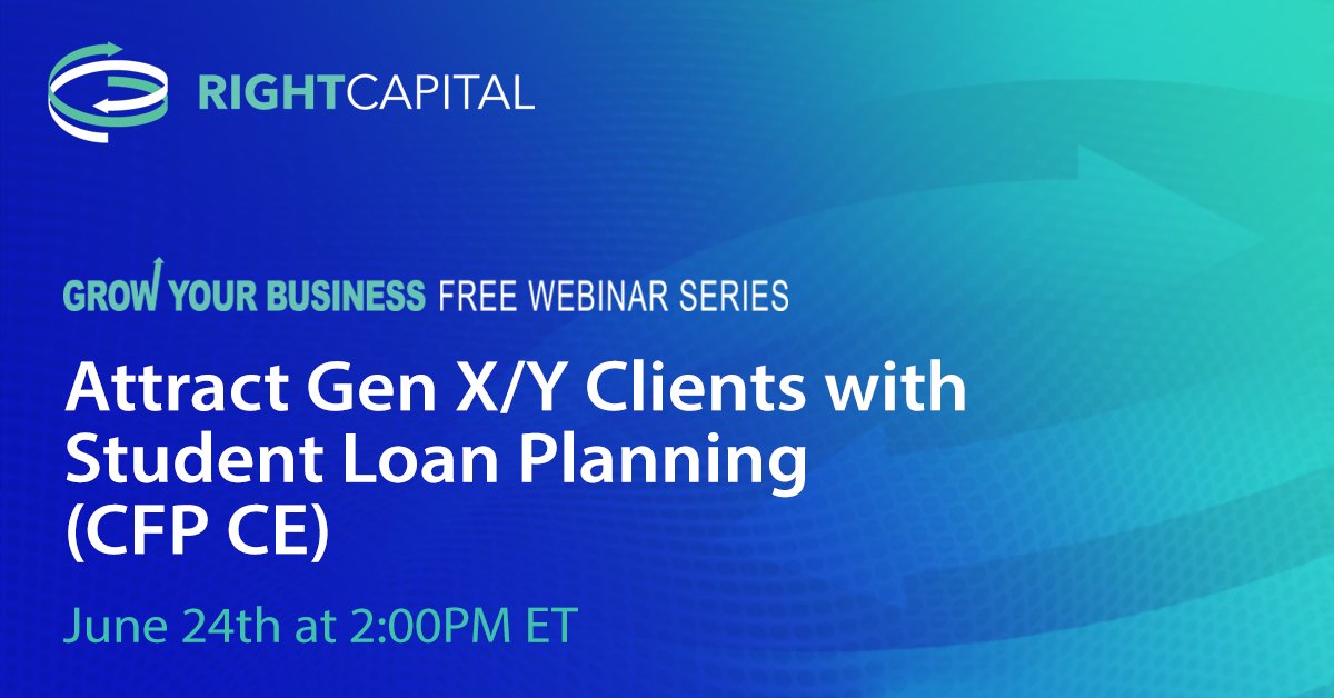 RightCapitalHQ's tweet photo. Last chance to register for our CFP CE approved webinar on how to attract more clients by adding student loan planning to the services you provide 👉 https://t.co/MbatkcaGUL
#StudentLoans #MorePlanningLessTime https://t.co/7d34pSZdjO