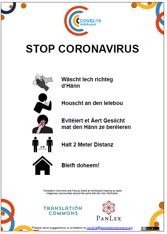 EuroMinLang's tweet photo. #Europeminoritylanguages #StopCOVID19 #Luxembourgish

Does anyone want to translate this into other European Minority languages? Let us know! https://t.co/ApqYBK32MO