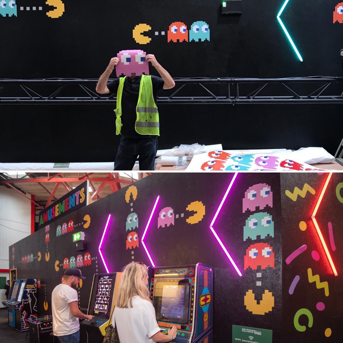 RematchLive's tweet photo. One year ago today we were working hard at the @troubadourWPark to take you back to the 1980s.
A world full of Pac-Man, mixtapes and shoulder pads and of course the epic matchup between Borg and McEnroe.
#rematchlive #wimbledonrematch https://t.co/UBXGtJtrgv