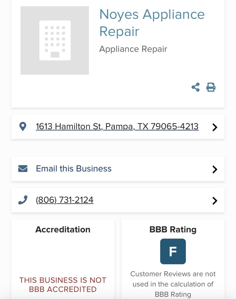 Jason Noyes has an “F” rating with the Better Business Bureau. He hates Samsung appliances.