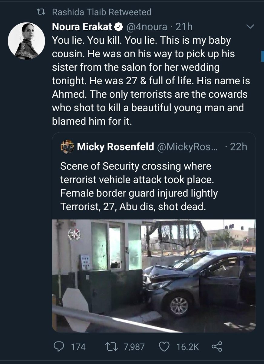 Here's Congresswoman Rashida Tlaib retweeting solidarity for the driver.