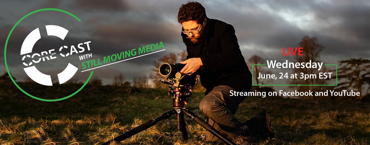 New CoreCast today with UK based Production Company, @HiStillMoving! Tune into our Facebook and YouTube pages at 3pm EST as we talk to their Creative Director &amp; Head of Film, Dale Campbell. 😃