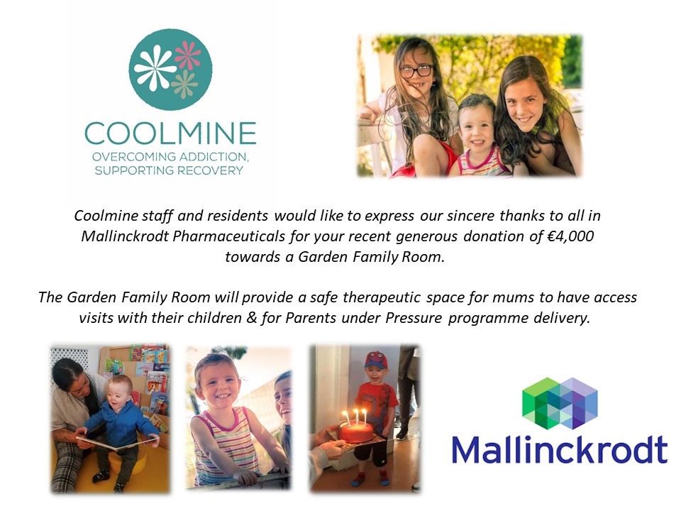 CoolmineTC's tweet photo. A huge thank you to our corporate sponsors @MNK for their donation towards our Garden Family Room. This has allowed family access visits to resume and the facilitation of our Parents under Pressure parenting course.  #OvercomingAddiction #SupportingRecovery #ParentsUnderPressure https://t.co/seJKaAMHm4