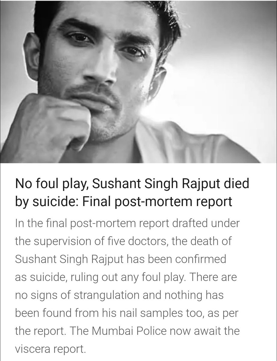MittalAnkit031's tweet photo. For me.. it's still a murder 😓

#SushantSinghRajput #SushantNoMore #IDontThinkSo https://t.co/s2quWyqkaQ