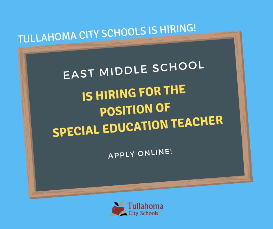 TCSPublic's tweet photo. @PanthersEMS is hiring for the position of Special Education teacher. https://t.co/9luHSDA9JY
#tcspublic #EMSPanthers https://t.co/mHKuNvfMEZ
