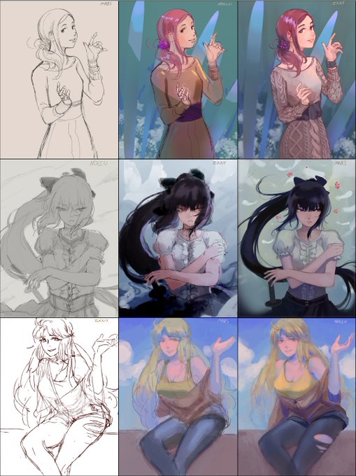 Painting 3x3 with the lovely @nonoohh and @Hecatoncherie 