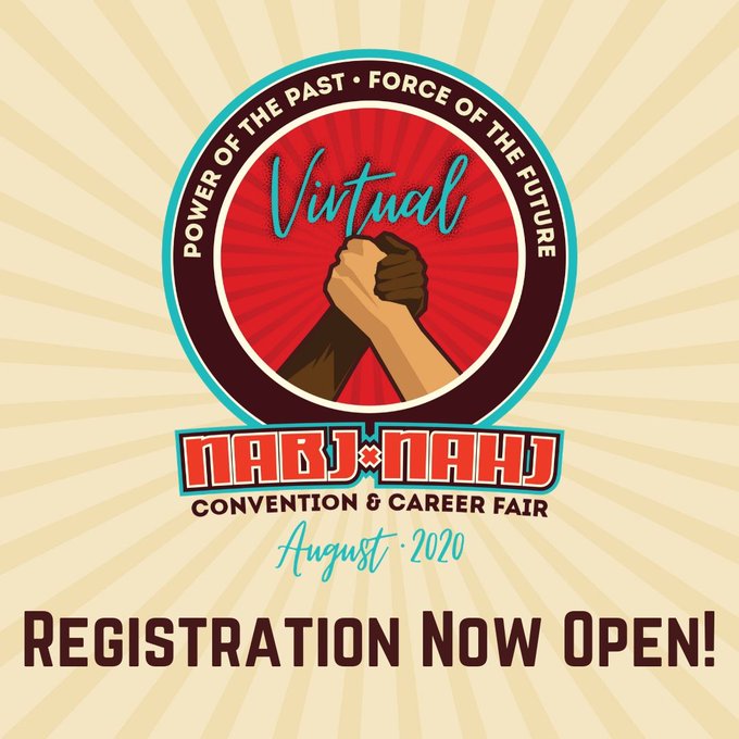 🎉👏🏾REGISTRATION OPEN! The #NABJNAHJ20 Virtual Convention registration is now open! Preregistration discounts are available until July 6! Join us Aug. 5-8. Click here for details and benefits : buff.ly/31bNZi4