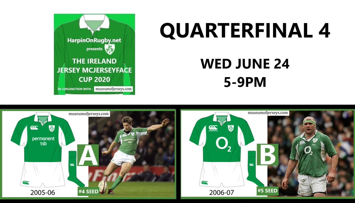 Harpin' On Rugby (@harpinonrugby) on Twitter photo Time for the 4th quarterfinal of the Ireland Jersey McJerseyface Cup.
"The Battle Of The Logos"
The difference between tonight's contenders is, to put it mildly, subtle...
Graphics courtesy of <a href="/museumofjerseys/">Museum of Jerseys</a>
Vote for your preferred design in the next tweet in the thread π Time for the 4th quarterfinal of the Ireland Jersey McJerseyface Cup.
"The Battle Of The Logos"
The difference between tonight's contenders is, to put it mildly, subtle...
Graphics courtesy of <a href="/museumofjerseys/">Museum of Jerseys</a>
Vote for your preferred design in the next tweet in the thread π