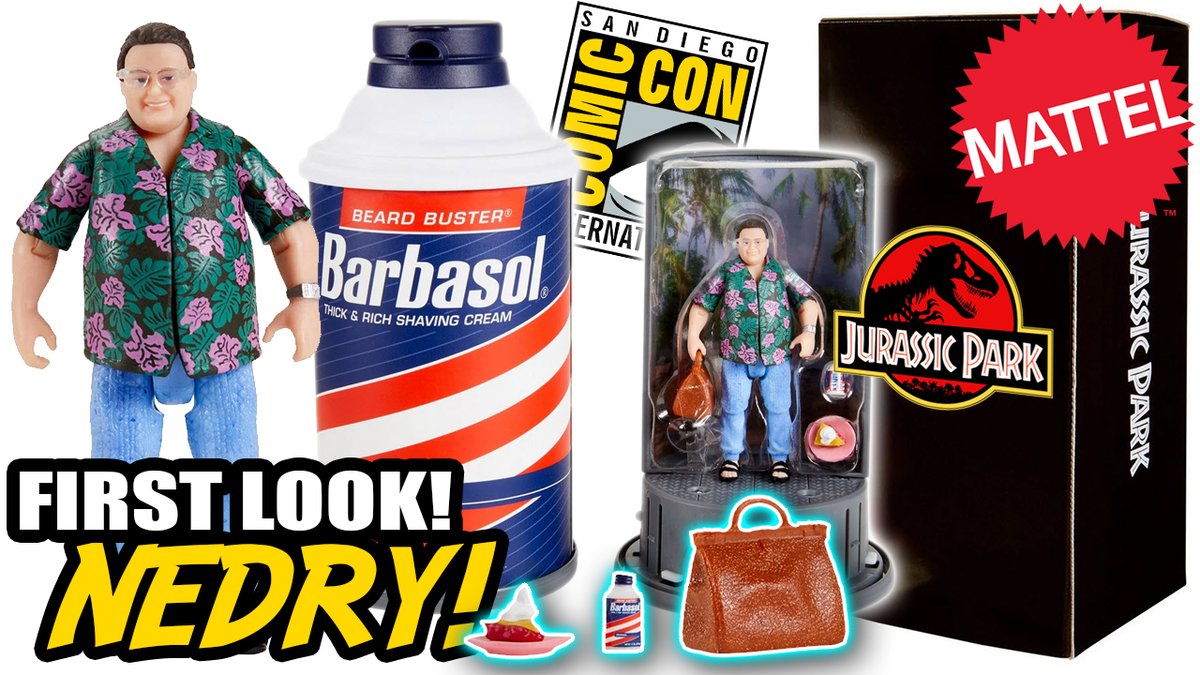 JurassicCollect's tweet photo. NEW VIDEO - First look at @Mattel's #SDCC Exclusive Barbasol Dennis Nedry figure! #JurassicPark #LegacyLine #Collecting #EntertainmentEarth VIDEO LINK - https://t.co/t13k6A9cFB https://t.co/SZ4BTl2U9d