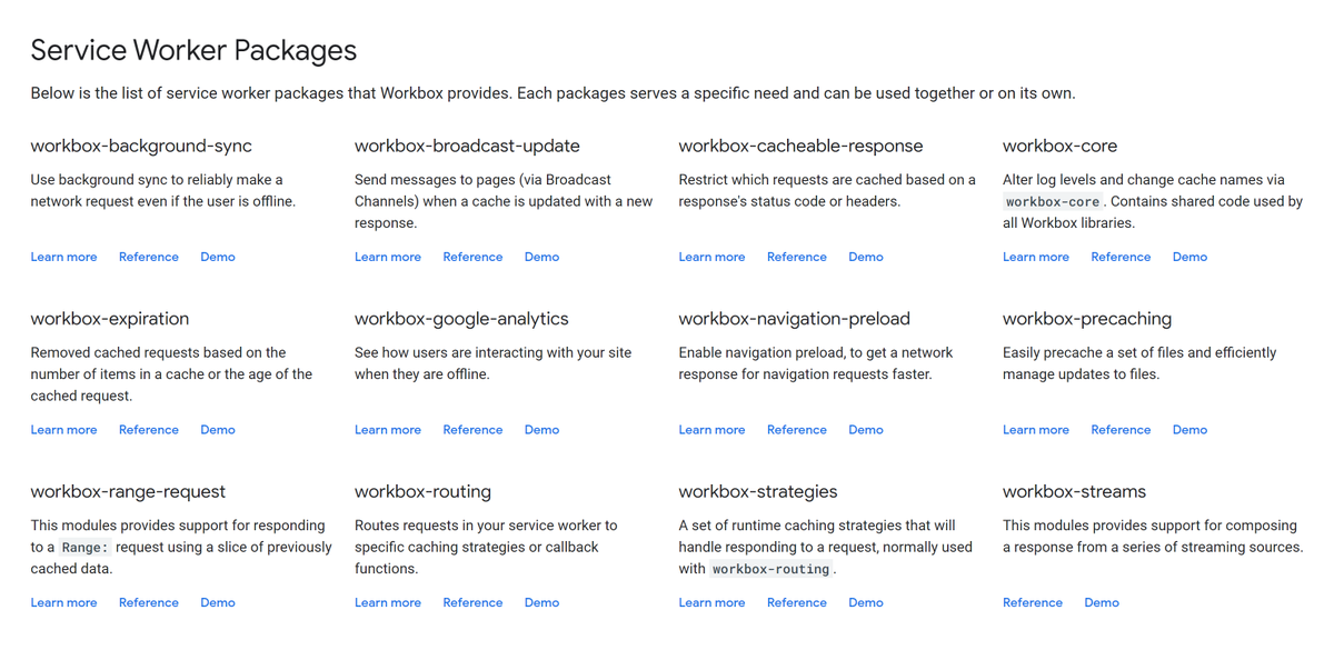 30) While we’re on the same page: workbox is If you wanted to add a service worker to your app but were always pushed away by the complexity, check out Google’s workbox library:  https://developers.google.com/web/tools/workboxIt puts all common SV usage patterns behind a simple interface.