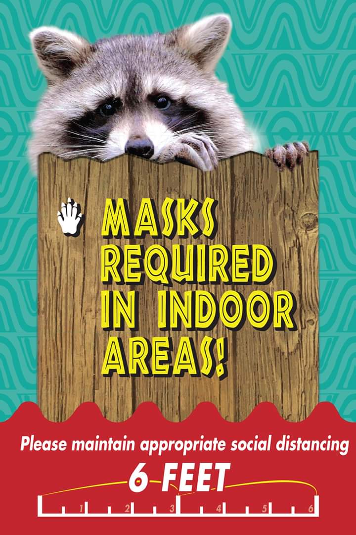 Face coverings are required for anyone 10 yrs and older to enter indoor spaces including: Zootique Gift Shop, Saltwater &amp; Freshwater Aquarium, Herpetarium, and Restrooms. For more info, visit:
cameronparkzoo.com/visit/reopen/
covidwaco.com