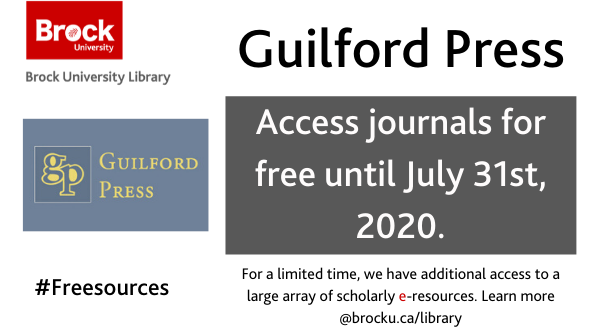 brock_library's tweet photo. Access journal content for free! Mental health, education, geography, research methods and more. Available until July 31 #freesources https://t.co/ujvskIZD48