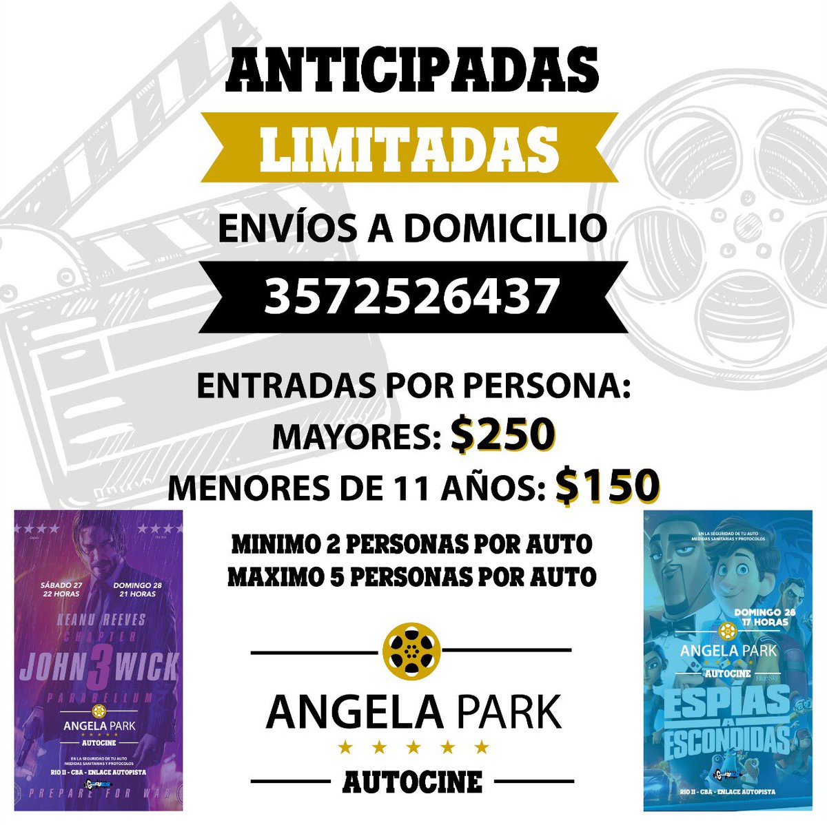 RodrigoTomasin3's tweet photo. AUTOCINE🎬🚗
Angela Park🤩
▫️Venta de Entradas.
▫️Entradas Limitadas.
▫️Envíos a Domicilio.
▫️Entradas por Persona.
▫️Mayores y Menores.
▫️Dos Películas.
▫️Sábado y Domingo.
▫️3 Funciones.
Hermoso Finde se viene🤩🎬🚙 https://t.co/wbwApGlnwA