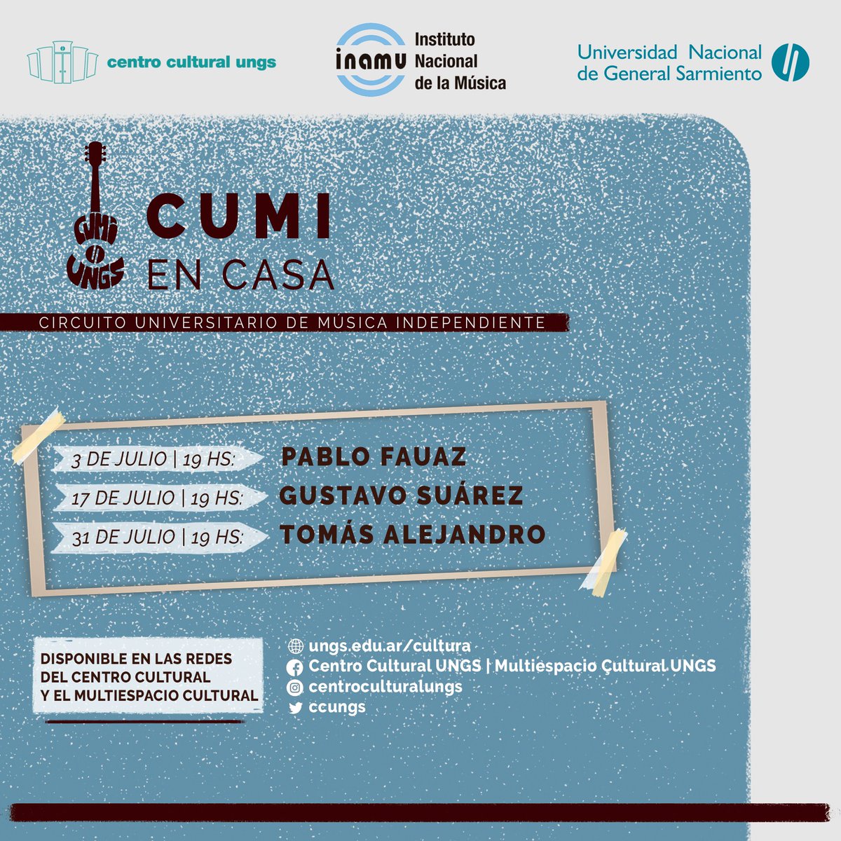 ccungs's tweet photo. 🎵CUMI EN CASA🎵
Vuelve el Circuito Universitario de Música Independiente. https://t.co/p3c9yYpr9m