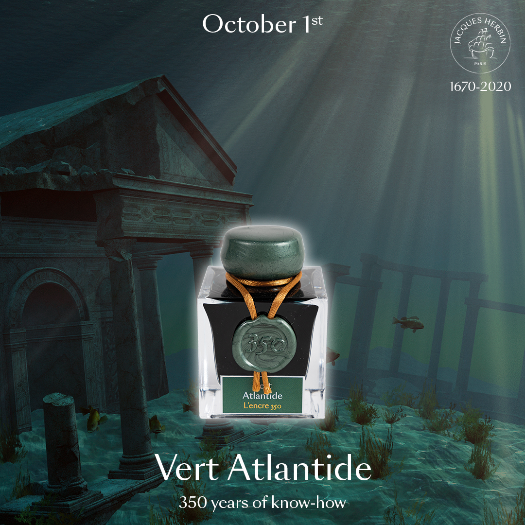 It's the announcement you have been waiting for - over 1,000 of our most loyal fans voted, and the results are in.

We, Jacques Herbin, are proud to present our upcoming limited edition ink, Atlantis Green, or in French, 'Vert Atlantide'. ✒️🟢