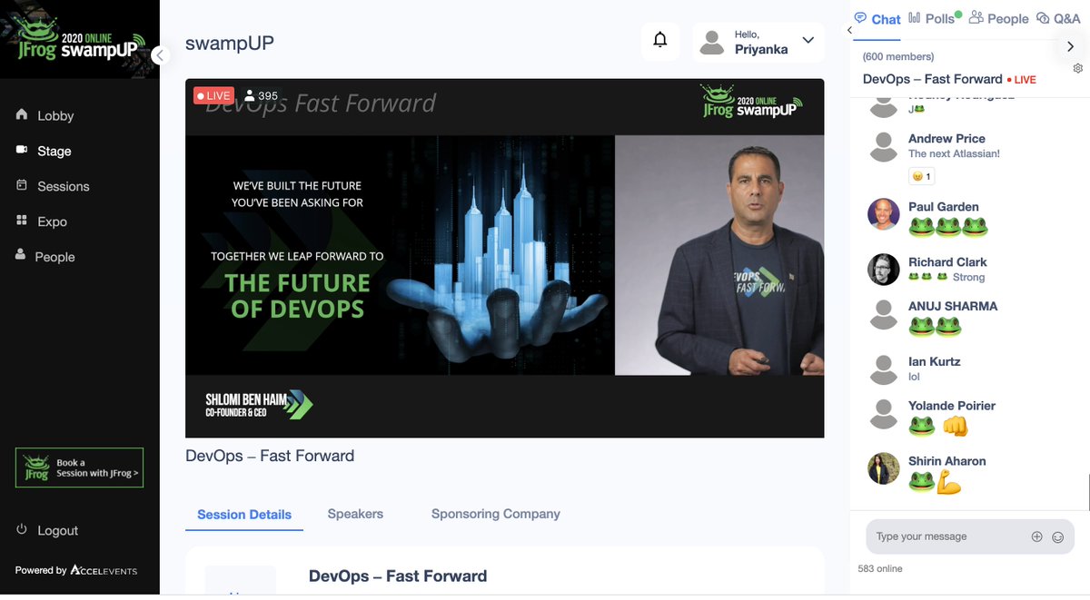 pritianka's tweet photo. Awesome energy at @ShlomiBenHaim's keynote (& next sessions) at @jfrog #swampUP today. The community is popping & they believe in the message of #BinOps - the shift left of binaries given that 50% of all deployments will be on the edge 🤯
Thanks for the invite, @steveonjava! https://t.co/Gl8bUKScAF