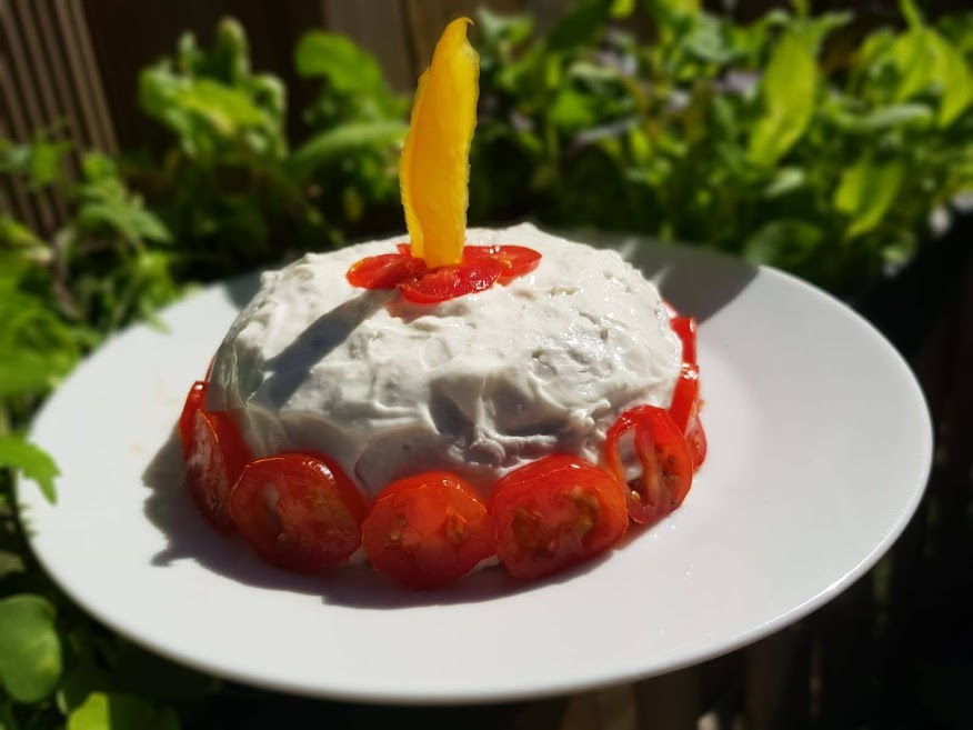 CockapooBarry's tweet image. Before and after pics. It was decorated with sliced tomatoes and the candle was a slice of sweet pepper. The best birthday cake I've ever had.