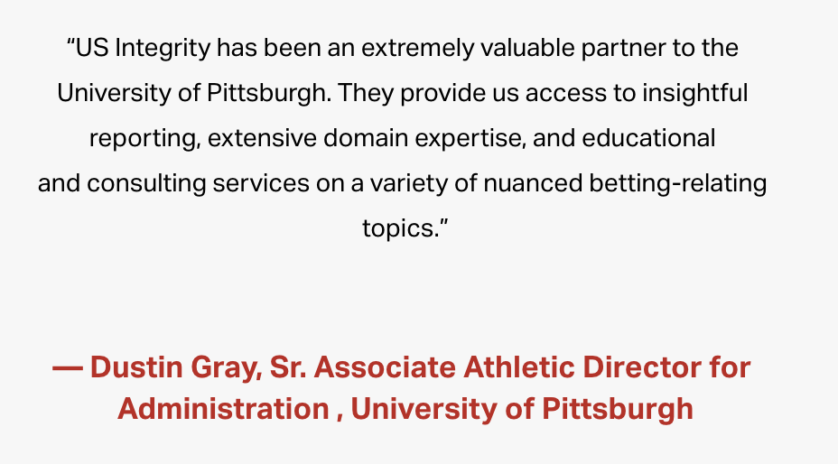 IC360_FairPlay's tweet photo. For what is often less than the cost of full-time employee, USI supports multiple roles and positions within a typical university’s athletic department. #sportsbetting #integrity #ncaa #collegesports #usintegrity https://t.co/JfLlLsEuMJ