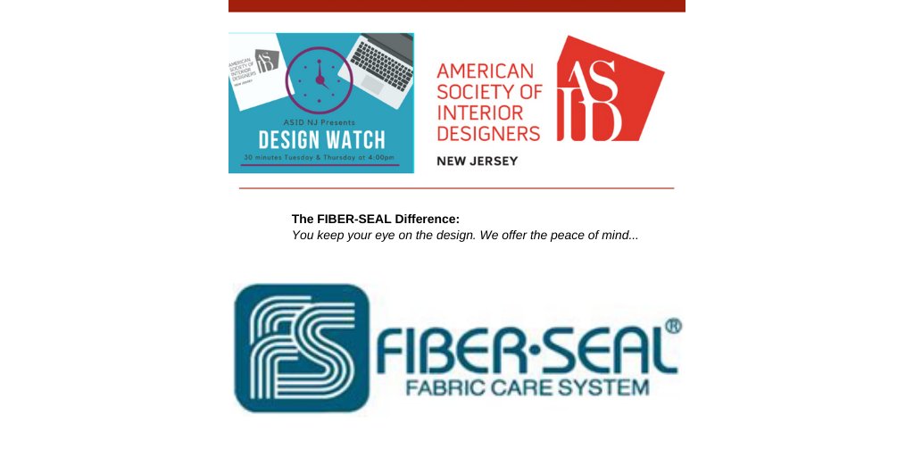 ASIDNJ's tweet photo. Don’t miss Design Watch tomm. at 4PM. Maureen Kleczkowski will review the different types of soft surfaces protection that @FiberSeal Fabric Care System offers and their latest products that include disinfection. Register: https://t.co/WmVjetnElL. #asid #disinfection #fabriccare https://t.co/2GyyJX7d02